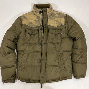 Men's Hollister Puff Coat Camo Fleece Lined Size LARGE
